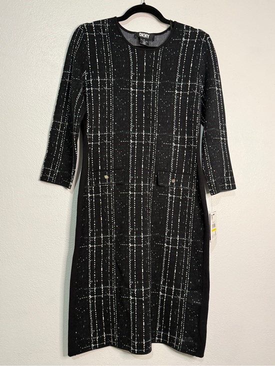 Dkny Dresses & Skirts - DKNY Black Plaid Knit Sheath Dress. Sz M. NWT.